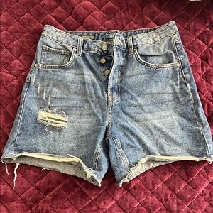 Distressed Blue Denim Shorts